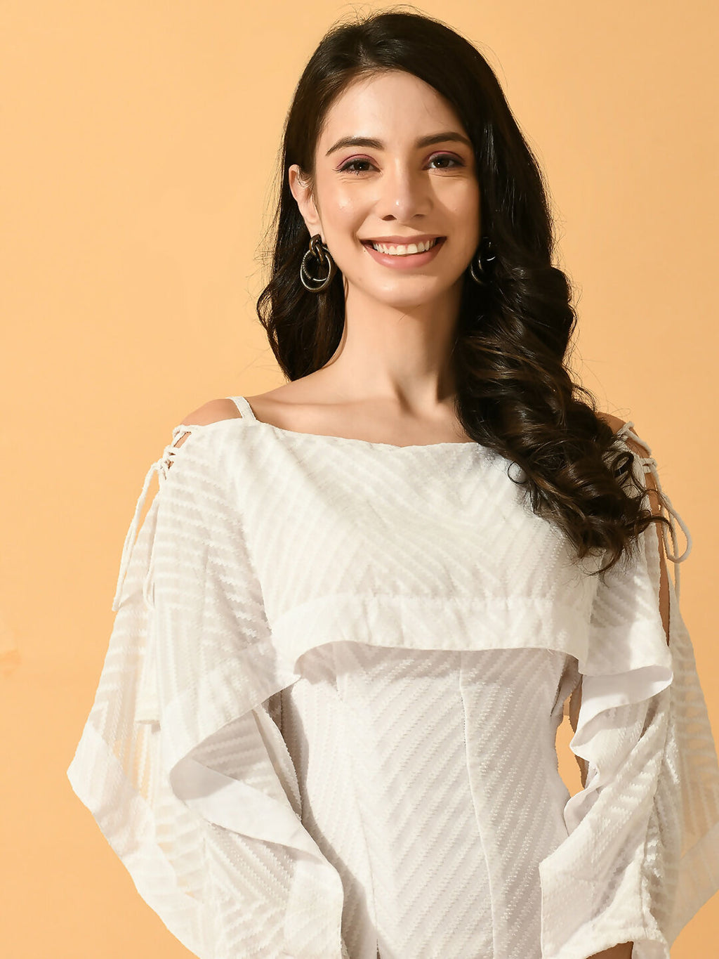 Myshka Women's White Fit and Flare Party Dress | Grocsy