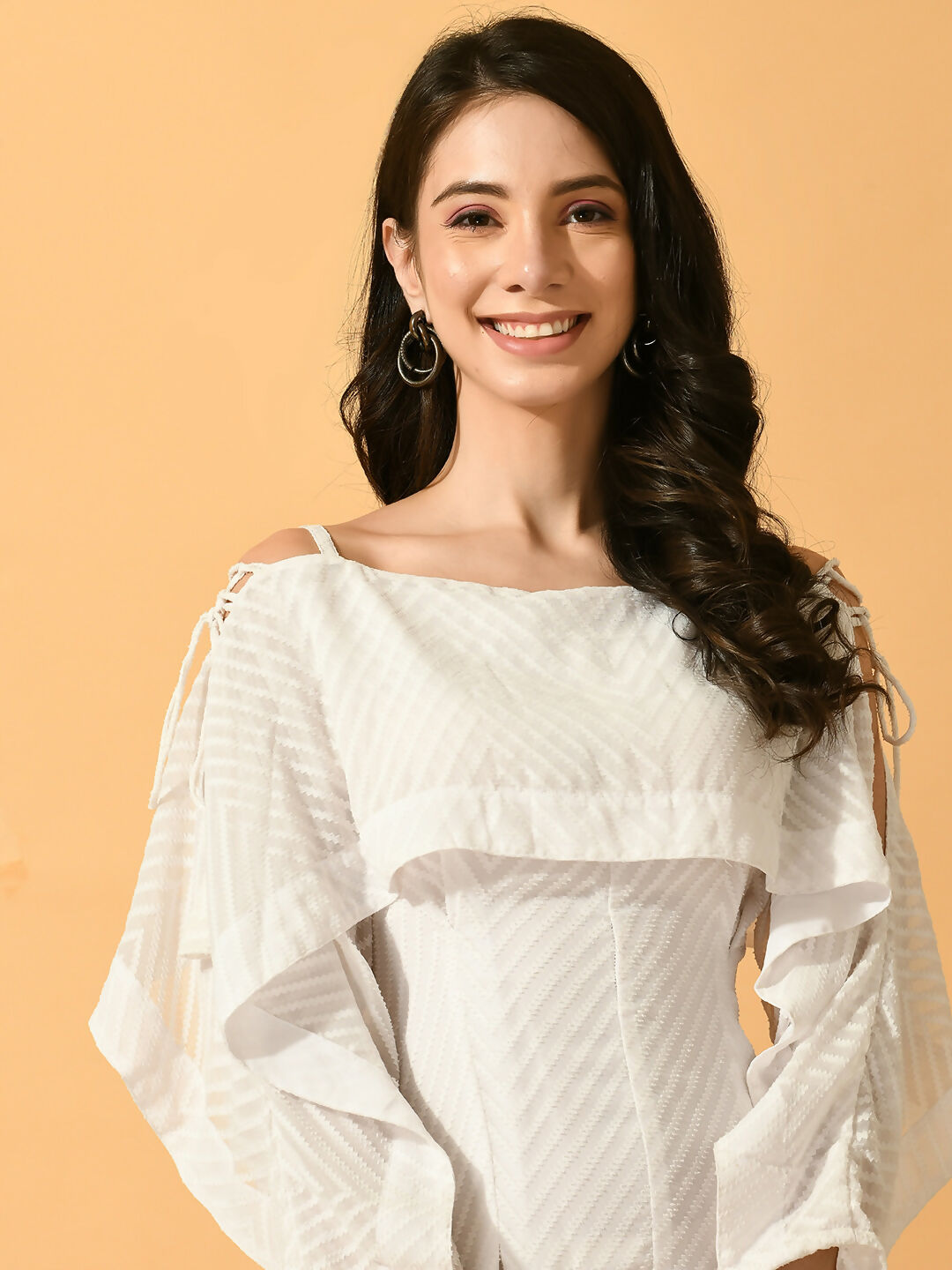 Myshka Women's White Fit and Flare Party Dress | Grocsy