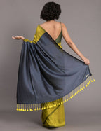 Suta Green Blue Colourblocked Cotton Blend Saree | Grocsy