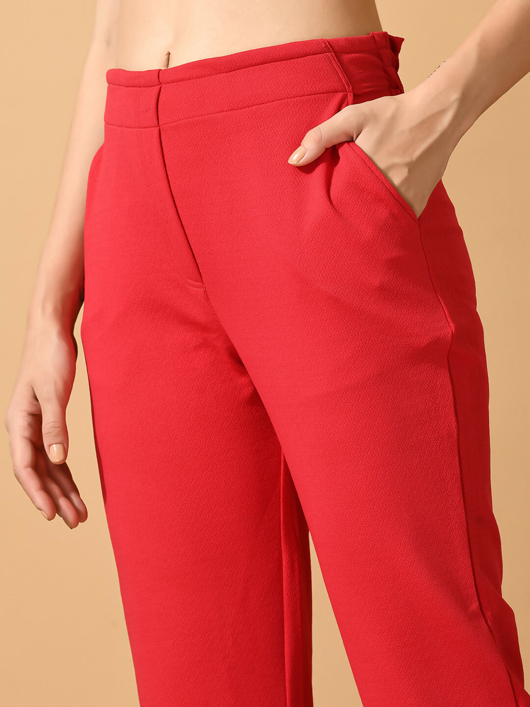 Myshka Women's Pink Straight Fit Party Trouser | Grocsy