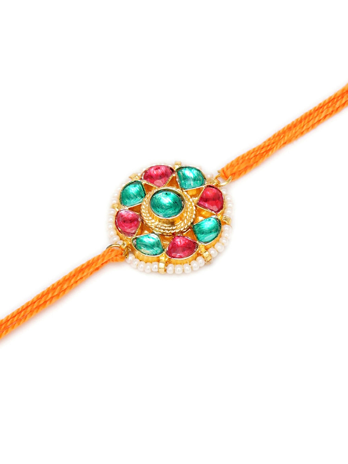 Designer kundan Rakhi - Ruby Raang | Grocsy