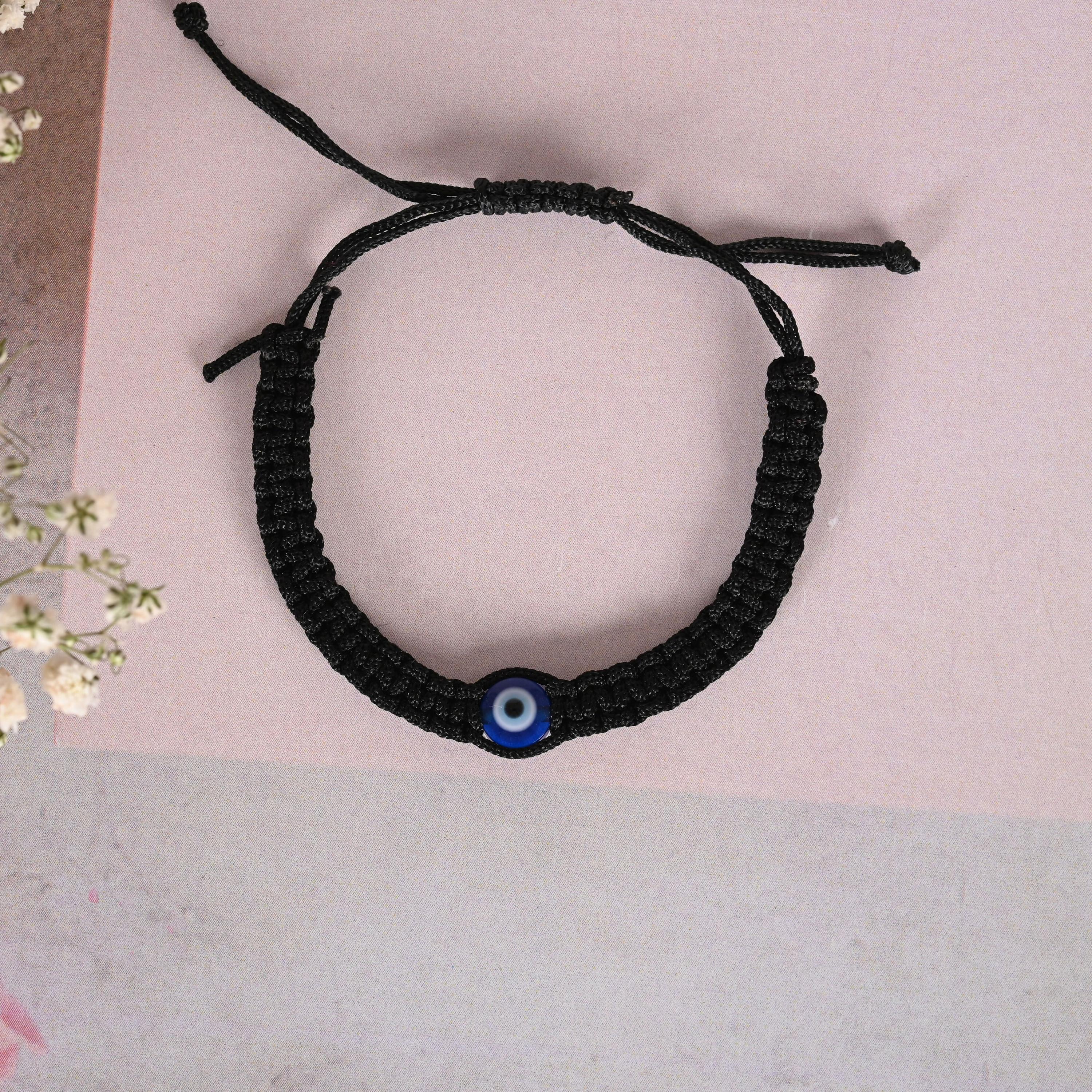 NVR Men & Women Black Fabric Elasticated Bracelet | Grocsy