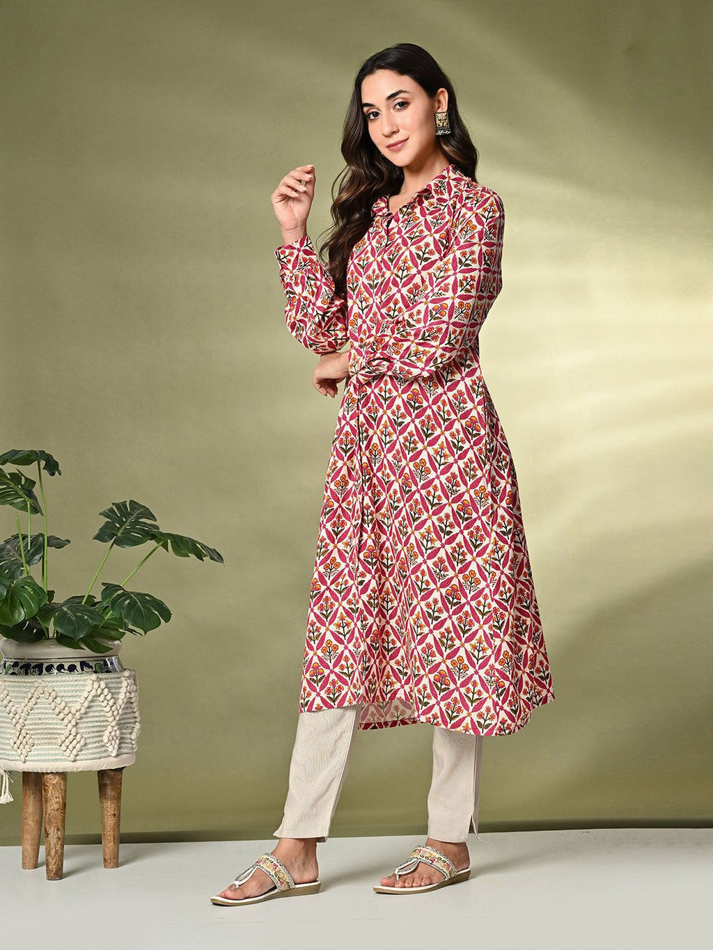 Sangria Printed A-Line Kurta | Grocsy