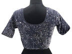 Vamika Grey Velvet Sequence Blouse | Grocsy