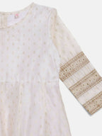 Ahalyaa Off White Chanderi Anarkali Kids Kurta With Dupatta For Girls | Grocsy