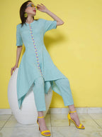 Women Republic Light Blue Cotton Kurta Set | Grocsy
