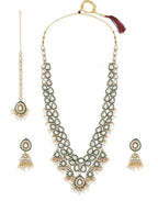 Jewel City Gold-Plated Kundan Bridal Necklace Set with Pearls – Traditional Indian Jewelry for Weddings & Festivals | Grocsy