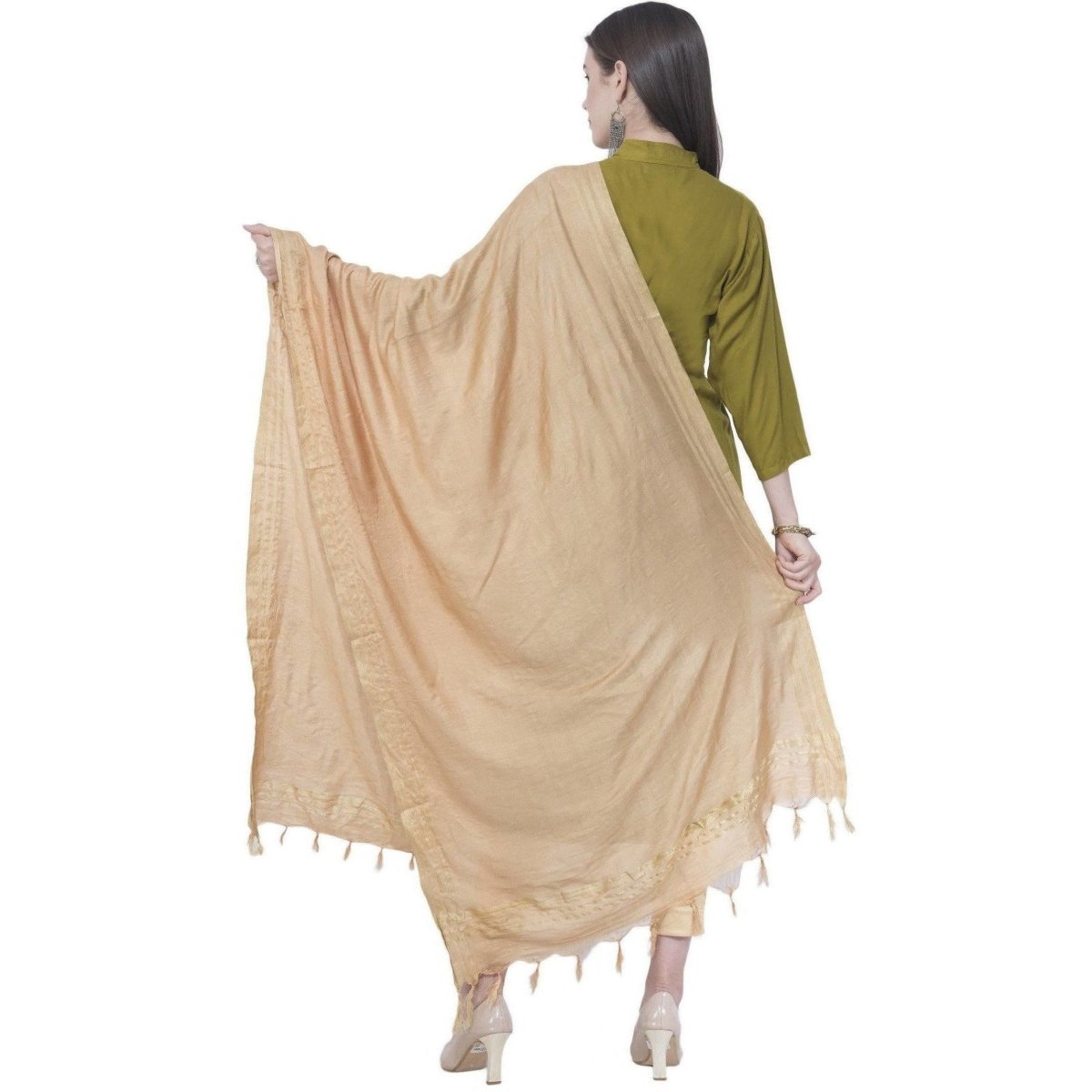 A R Silk Copper Color Golden border Cotton Dupattas and Chunnis | Grocsy