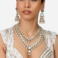 Jewel City Gold-Plated Kundan Bridal Necklace Set with Pearls & Green Stones Traditional Indian Jewelry for Weddings & Festive Wear | Grocsy