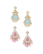 Jewel City Set Of 2 Gold-Plated Contemporary Drop Earrings | Grocsy