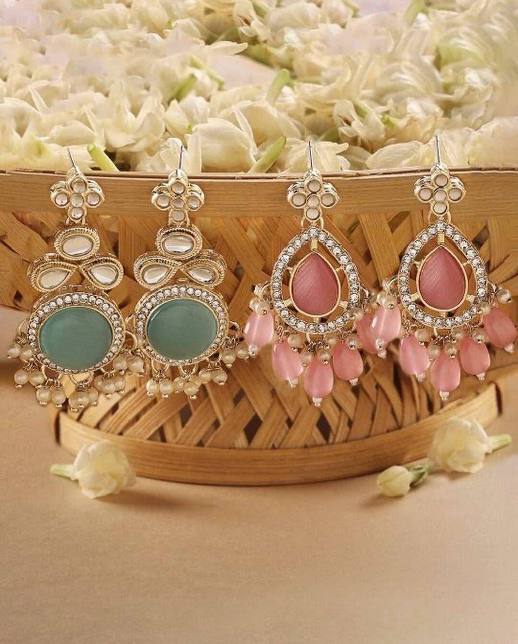 Jewel City Set Of 2 Gold-Plated Contemporary Drop Earrings | Grocsy
