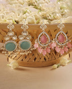 Jewel City Set Of 2 Gold-Plated Contemporary Drop Earrings | Grocsy
