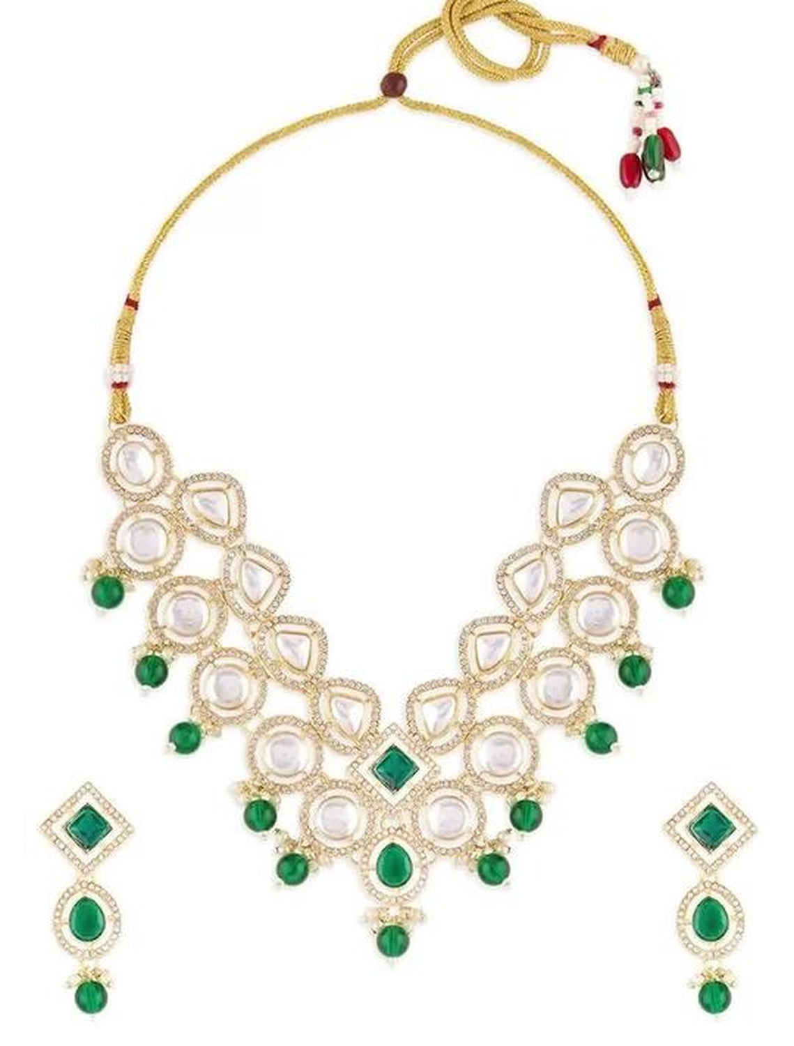 Jewel City Indian Kundan Gold-Plated Stone Studded Jewellery Set | Grocsy