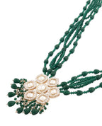Jewel City Elegant Kundan & Green Beaded Necklace Set for Women | Indian Ethnic Jewelry with Earrings – Wedding & Festive Wear | Grocsy
