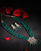 Jewel City Elegant Kundan & Green Beaded Necklace Set for Women | Indian Ethnic Jewelry with Earrings – Wedding & Festive Wear | Grocsy