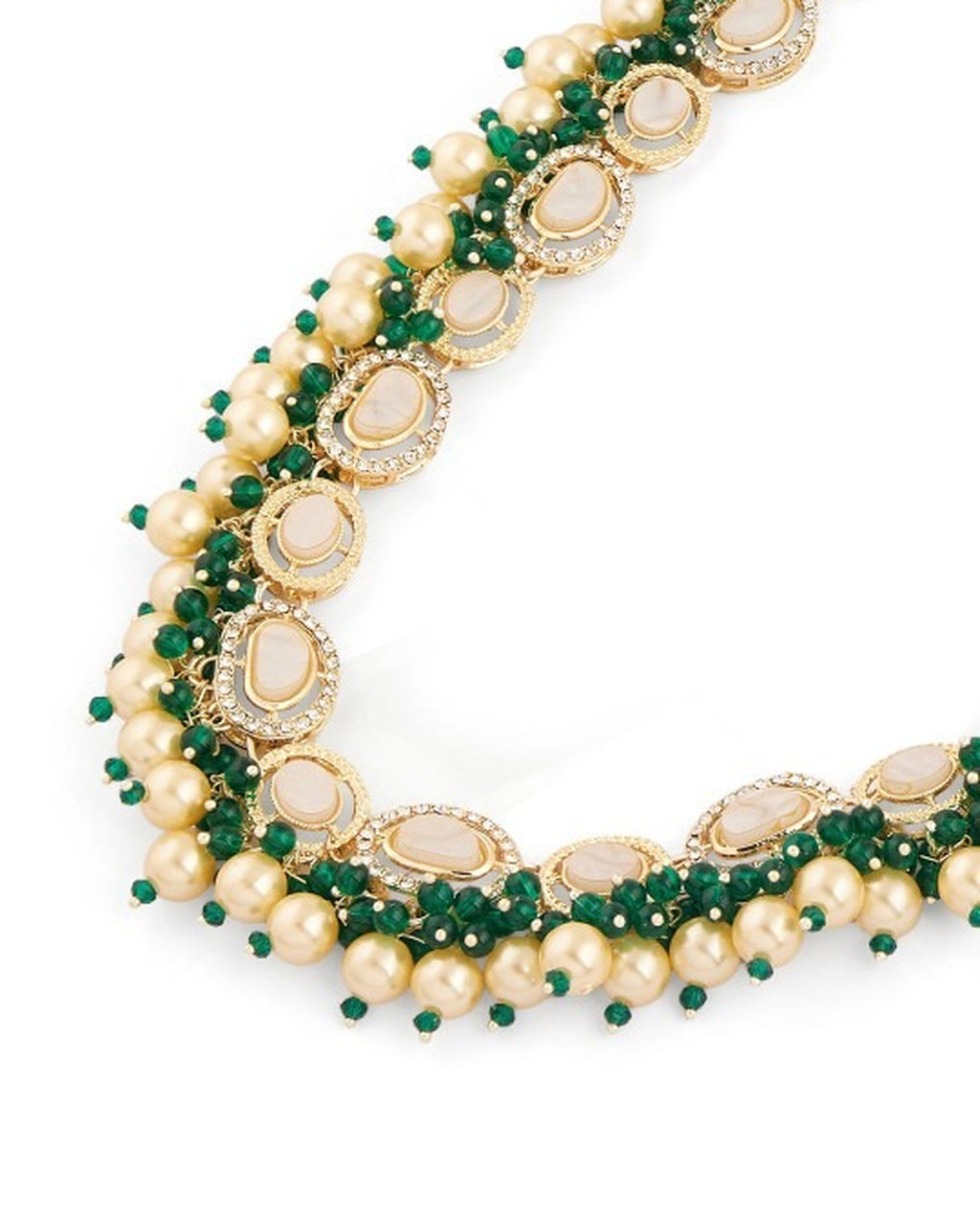 Jewel City Indian Kundan Gold-Plated Austrian Diamonds Studded & Beaded Jewellery Set | Grocsy