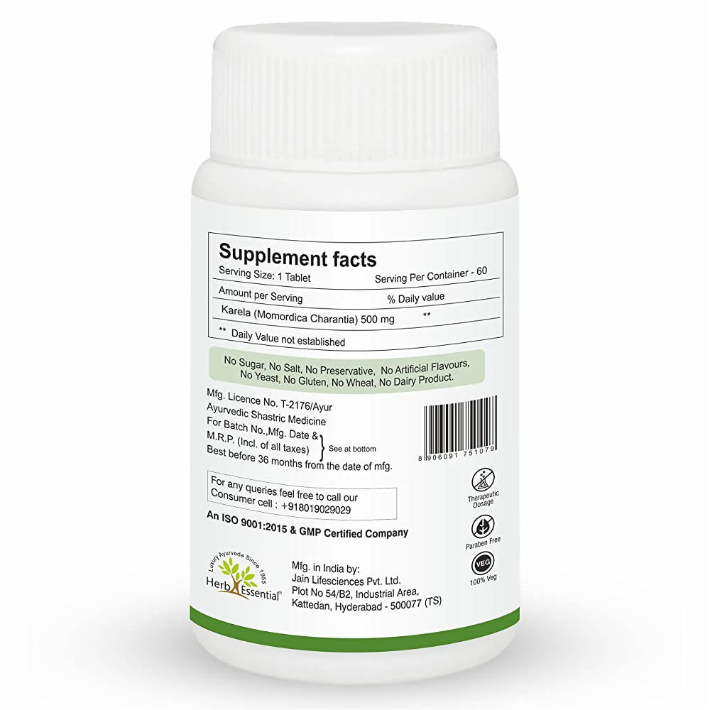 Herb Essential Karela Tablets - Limited Time Offer - Swadesiicart