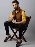Even Apparels Men's Brown Nehru Jacket With Welt Pockets | Grocsy