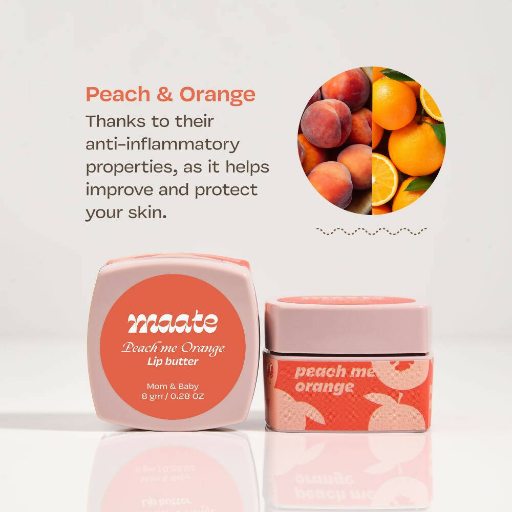 Maate Lip Butter | Packed with Vitamin C For Ultra Moisturized Lips | Enriched with Peach And Orange | Grocsy