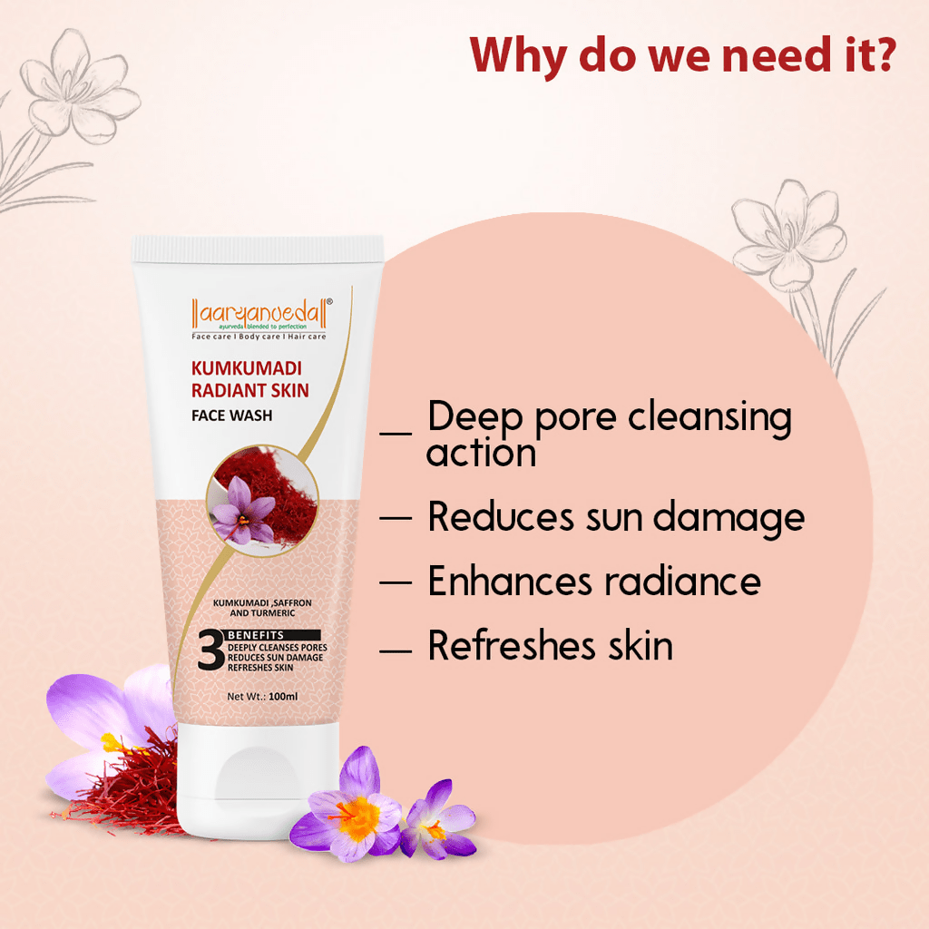 Aaryanveda Kumkumadi Radiant Skin Face Wash | Grocsy