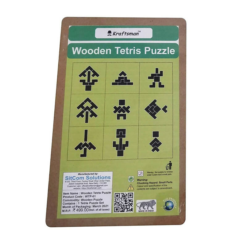Kraftsman Wooden Tetris Jigsaw Puzzle Board | Made In India (Tetris Board) | Grocsy