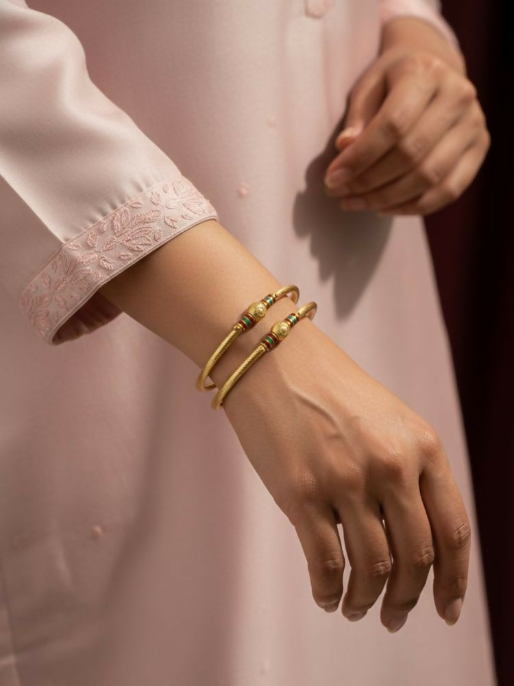 NVR Women Set of 2 Gold Plated Meenakari Kada Bangle | Grocsy
