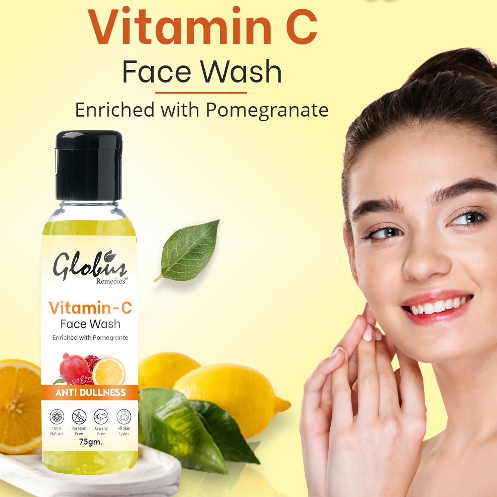 Globus Remedies Anti Ageing Globus Naturals Anti-Ageing Skin Brightening Vitamin C Face Wash | Grocsy