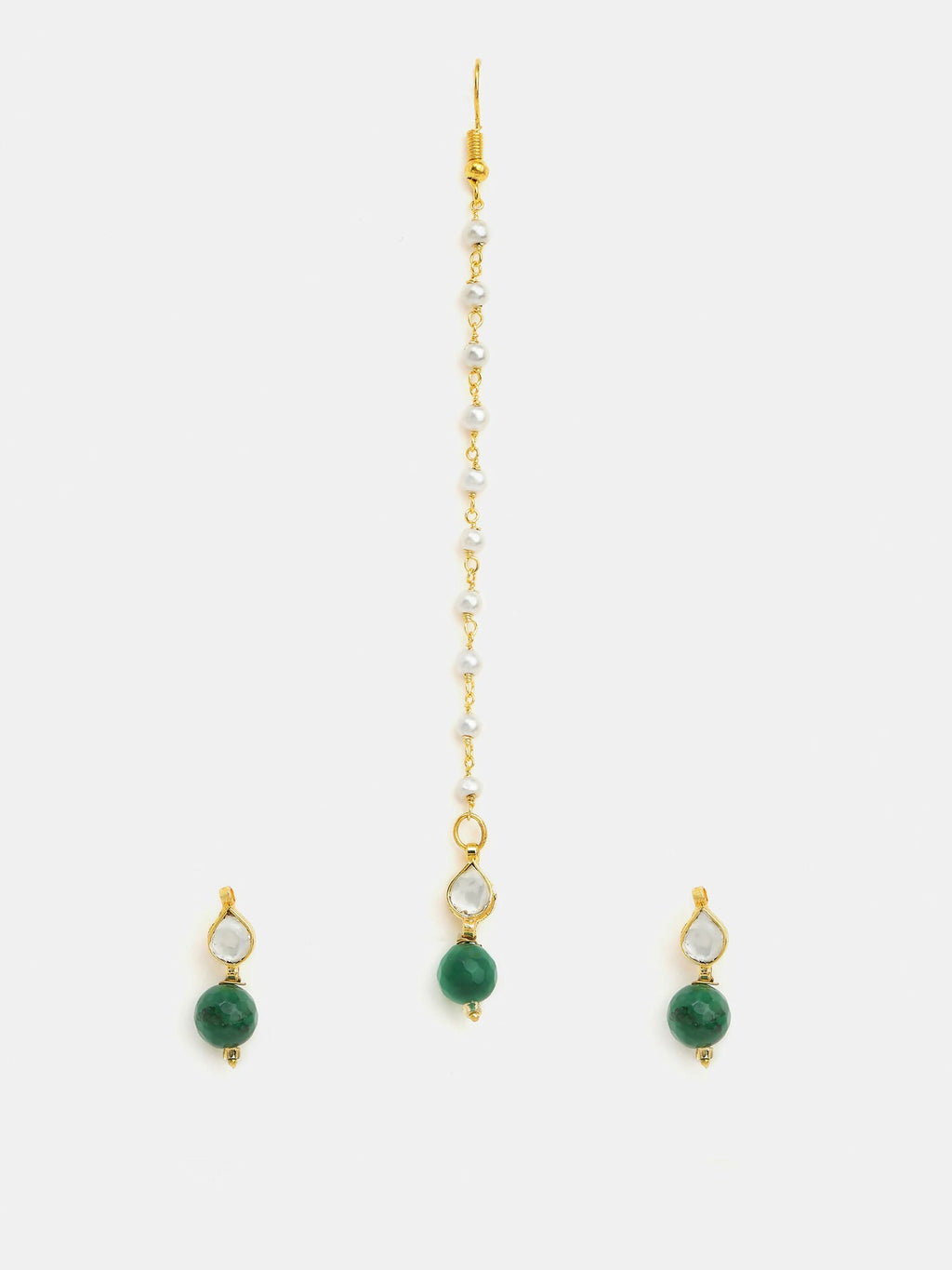 Ruby Raang Maang Tikka And Earrings Set | Grocsy