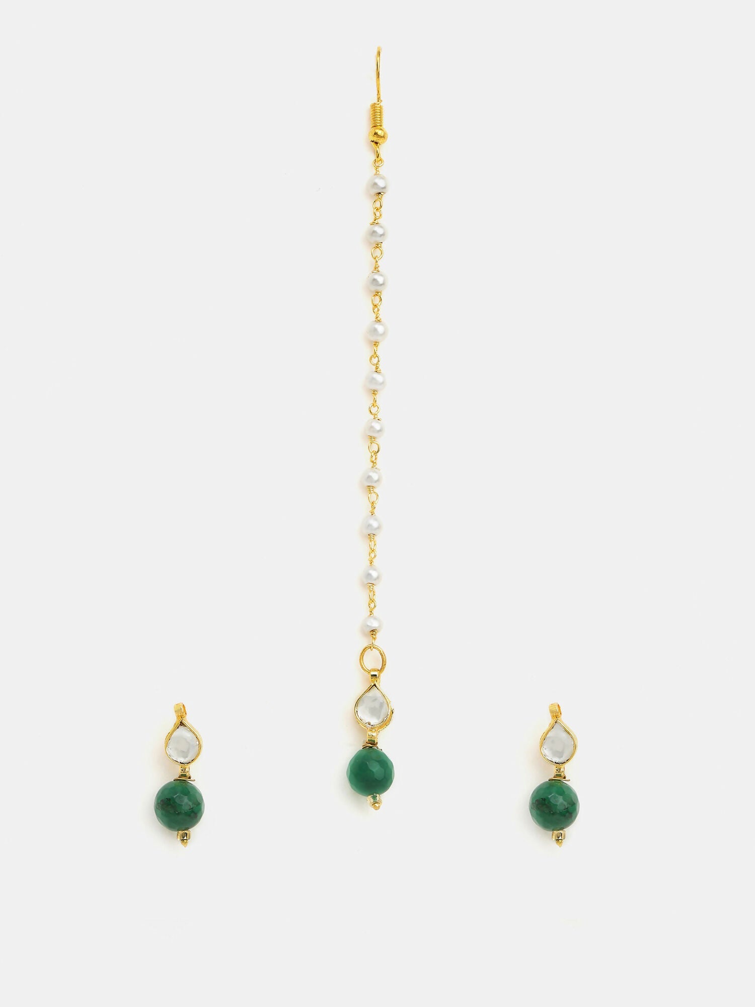 Ruby Raang Maang Tikka And Earrings Set | Grocsy