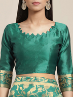 Saree Mall Teal Green & Golden Woven Design Banarasi Saree | Grocsy