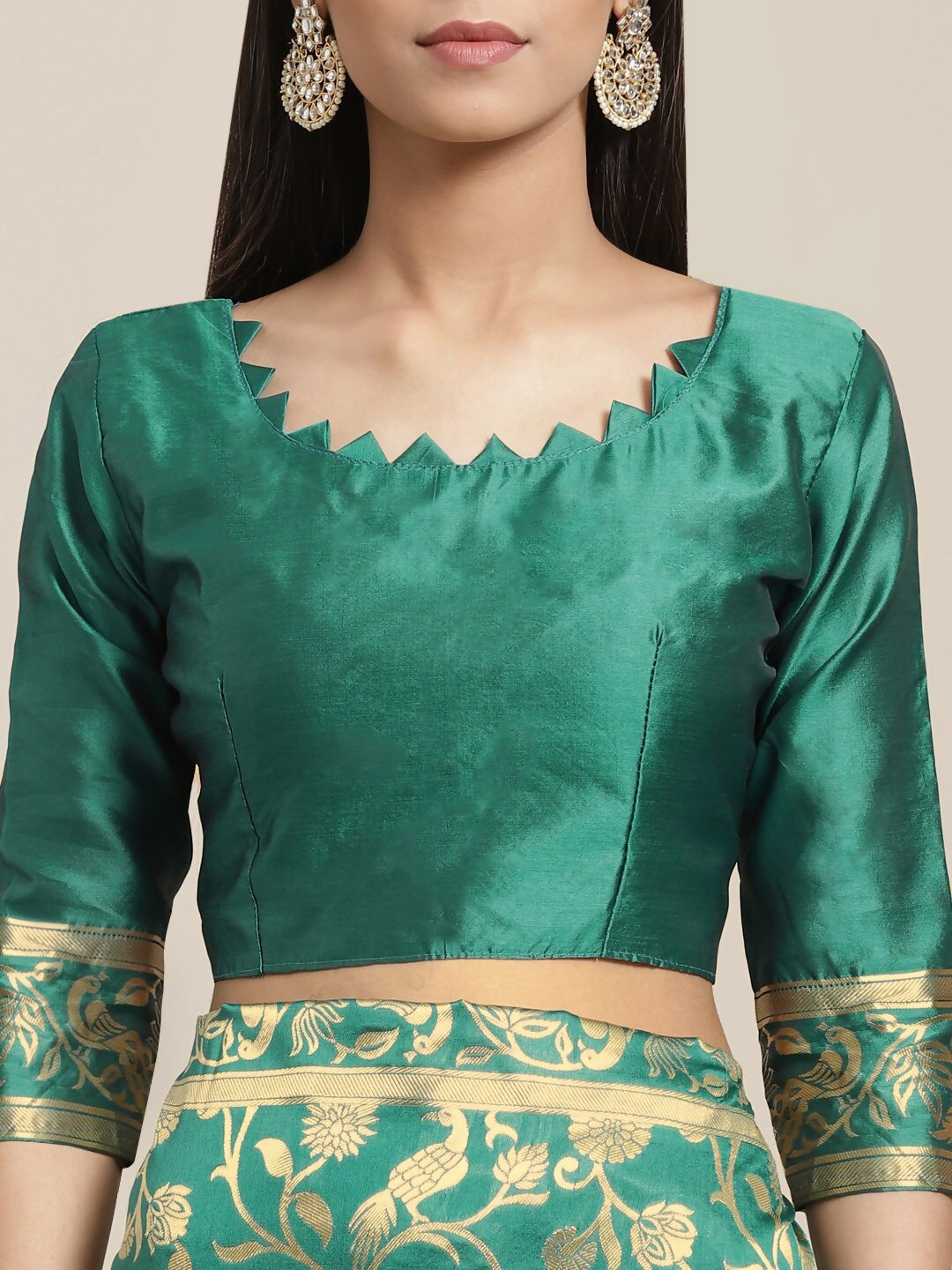 Saree Mall Teal Green & Golden Woven Design Banarasi Saree | Grocsy