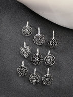 NVR Women's Set of 9 Silver-Plated German Silver Nose Pins | Grocsy