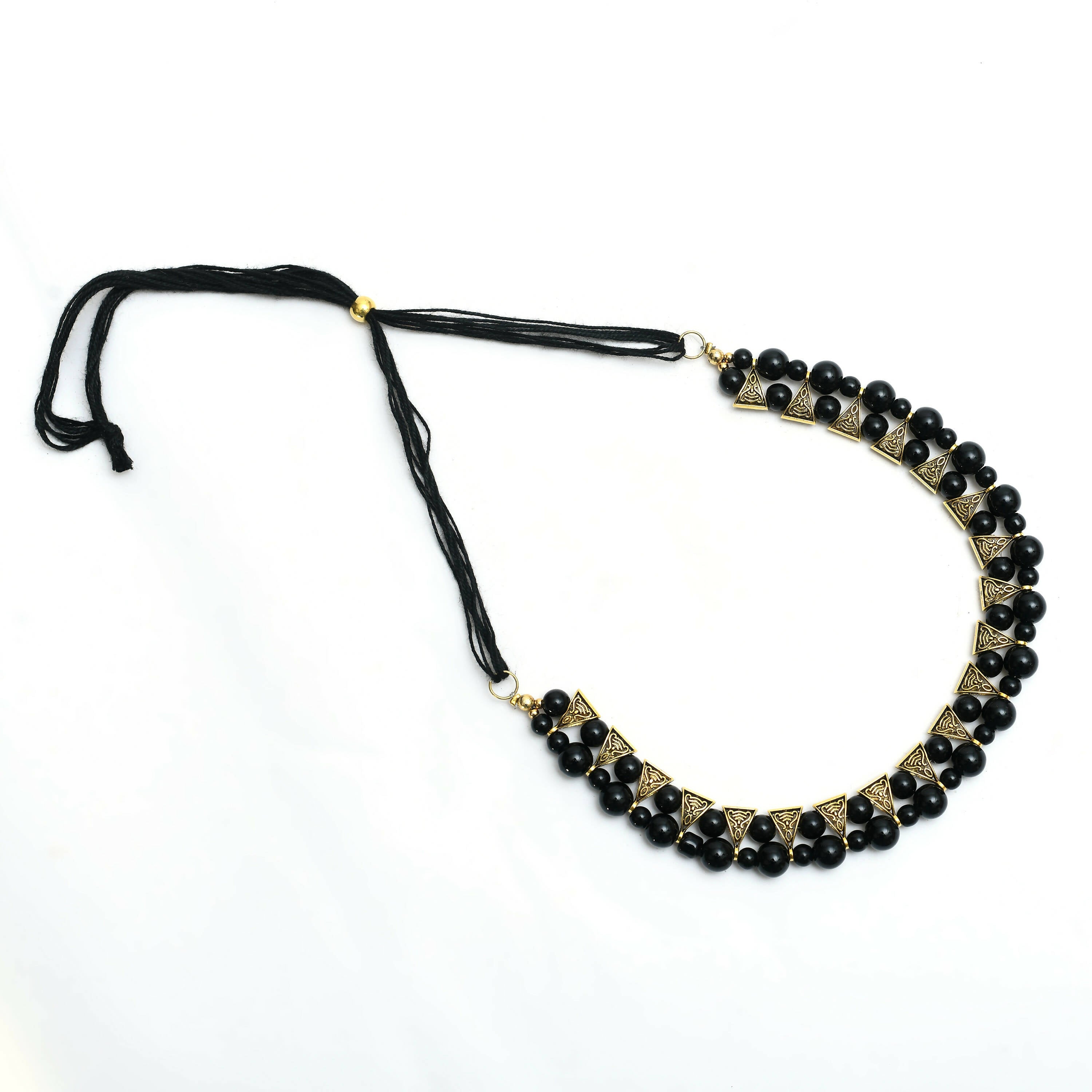 Mominos Fashion Johar Kamal Gold-Polished Brass Finish Pearls Work Choker For Women (Black) | Grocsy