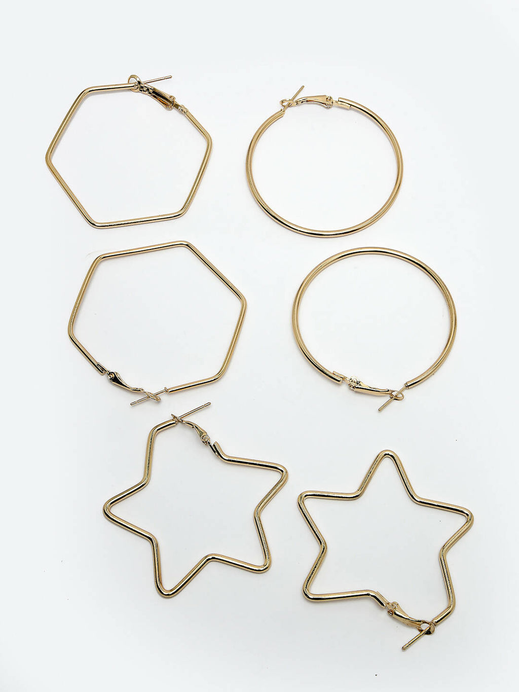 NVR Women Gold-Toned Geometric Hoop Earrings | Grocsy