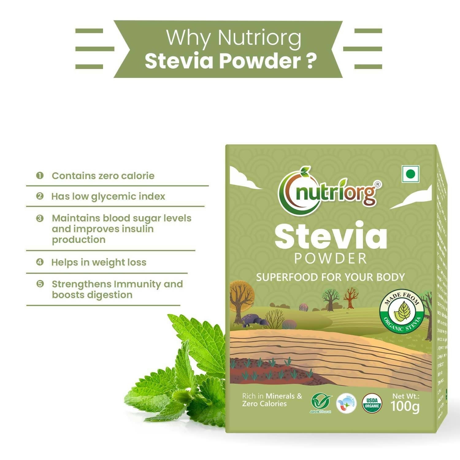 Nutriorg Certified Organic Stevia Powder | Grocsy