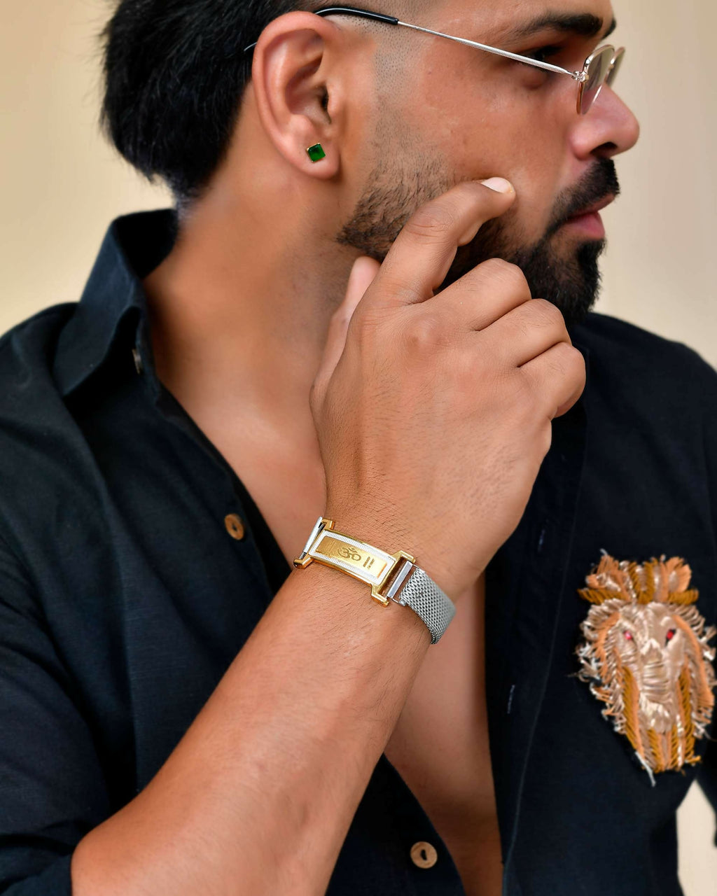 VOJ Dual Tone Magnet Om Bracelet