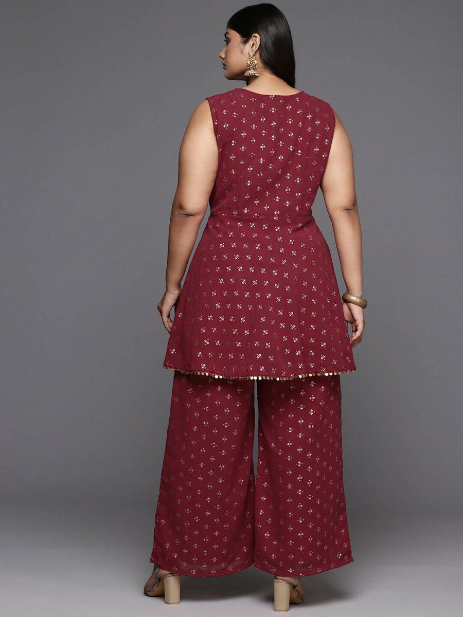 Ahalyaa Women's Traditional Wear Co-ords - Maroon | Grocsy