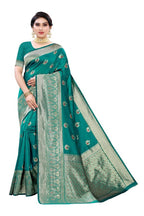 Vamika Banarasi Jacquard Weaving Green Saree (Siri Green) | Grocsy