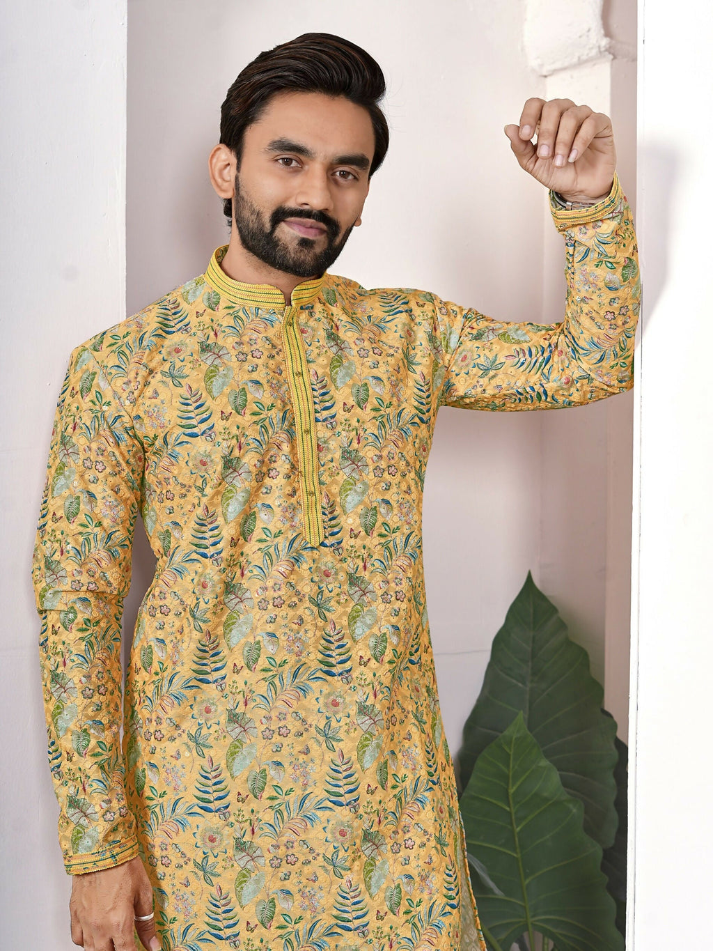 Anaita Yellow Digital Printed Work Cotton Straight Kurta | Grocsy