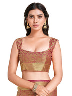 Mimosa Women's Kanchipuram Art Silk Pink Saree | Grocsy