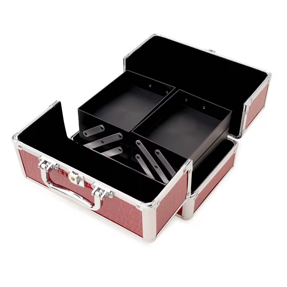 Bronson Professional Makeup Vanity Trousseau Box Faux Leather Finish (Multi-Color) | Grocsy