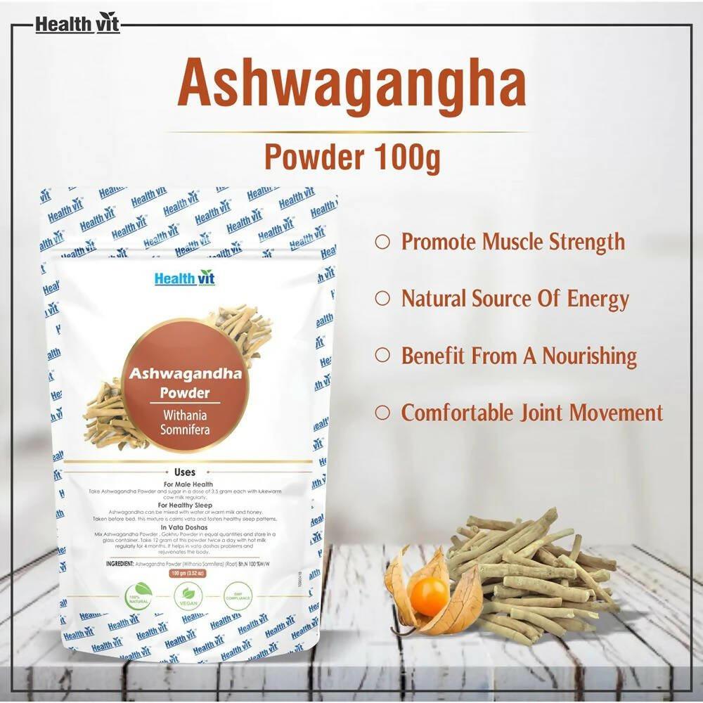 Healthvit Natural Ashwagandha Powder | Grocsy