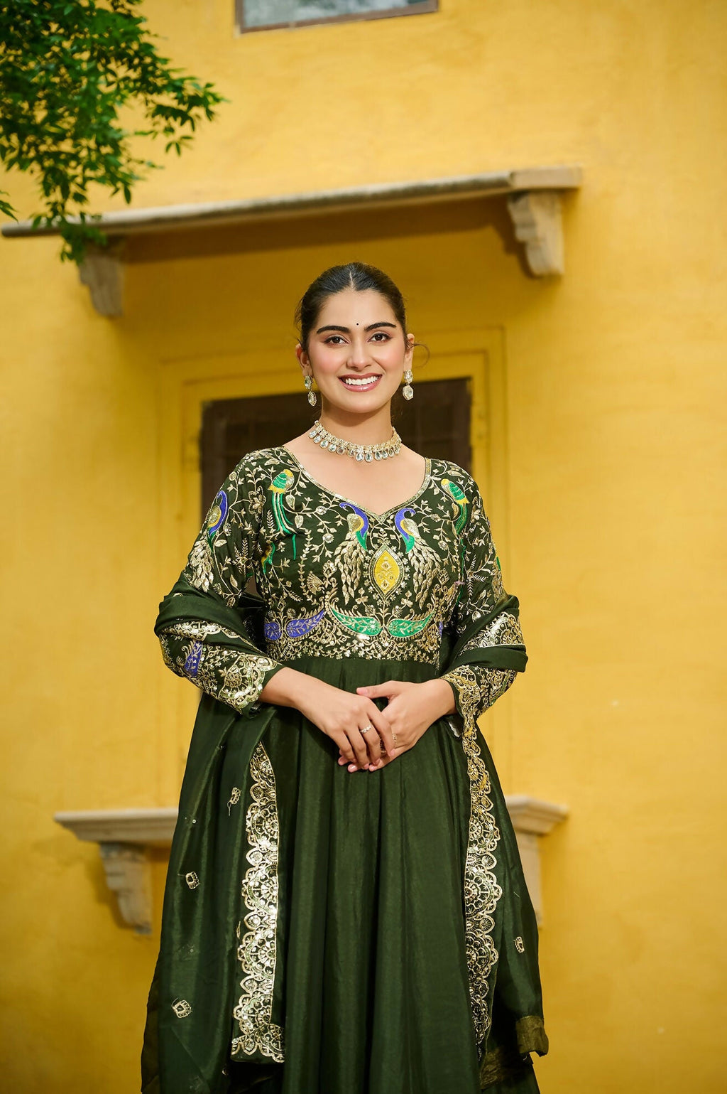 Joban Fashion Green Silk Sequence Embroidery Work Kurta Set | Grocsy