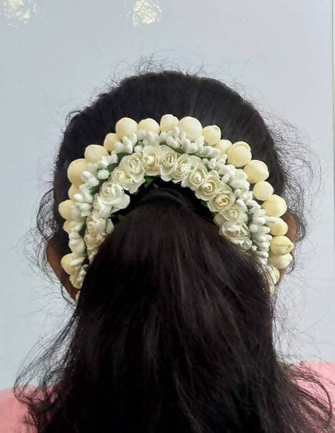 White Rose Hair Gajra | Grocsy