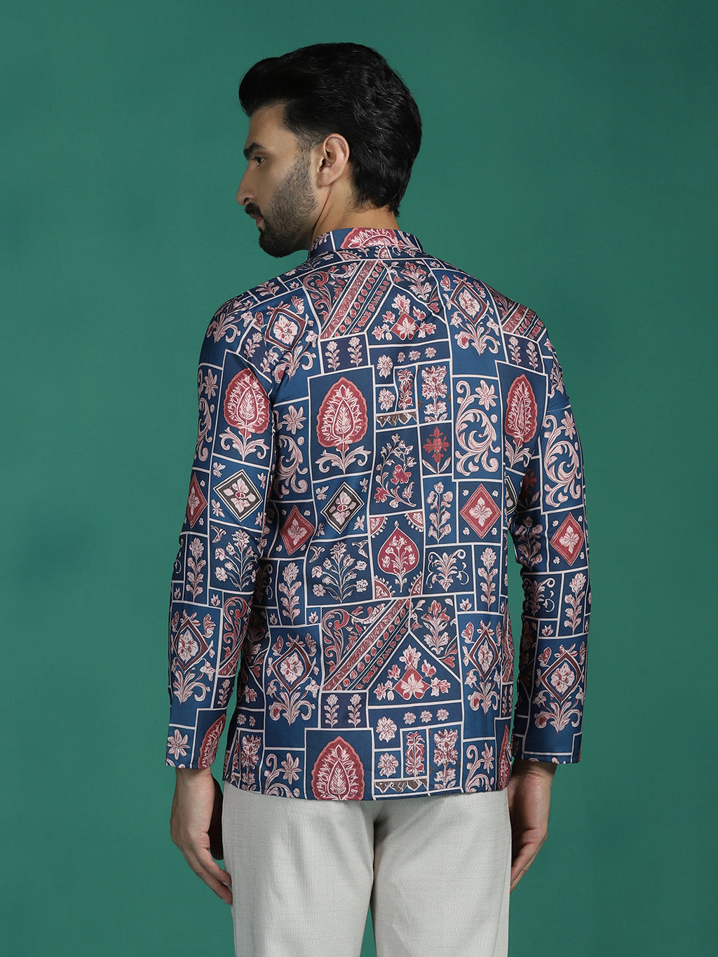 Zavaya Multicolor Ornamental Print Rayon Short Kurta for Men | Grocsy