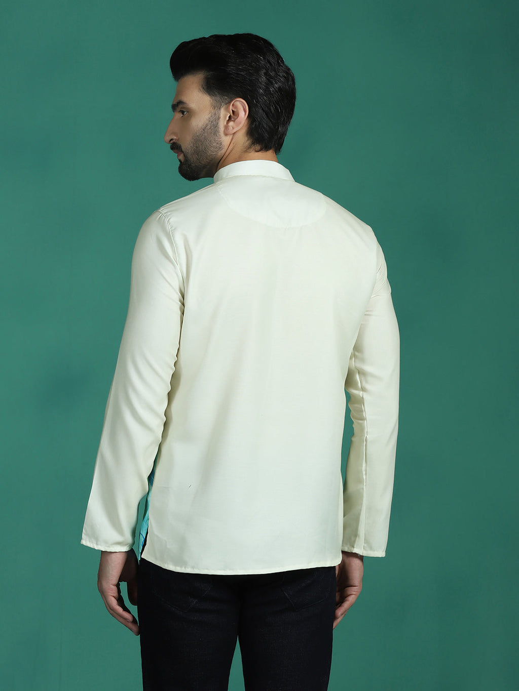 Zavaya Multicolor Ombre Rayon Short Kurta for Men | Grocsy