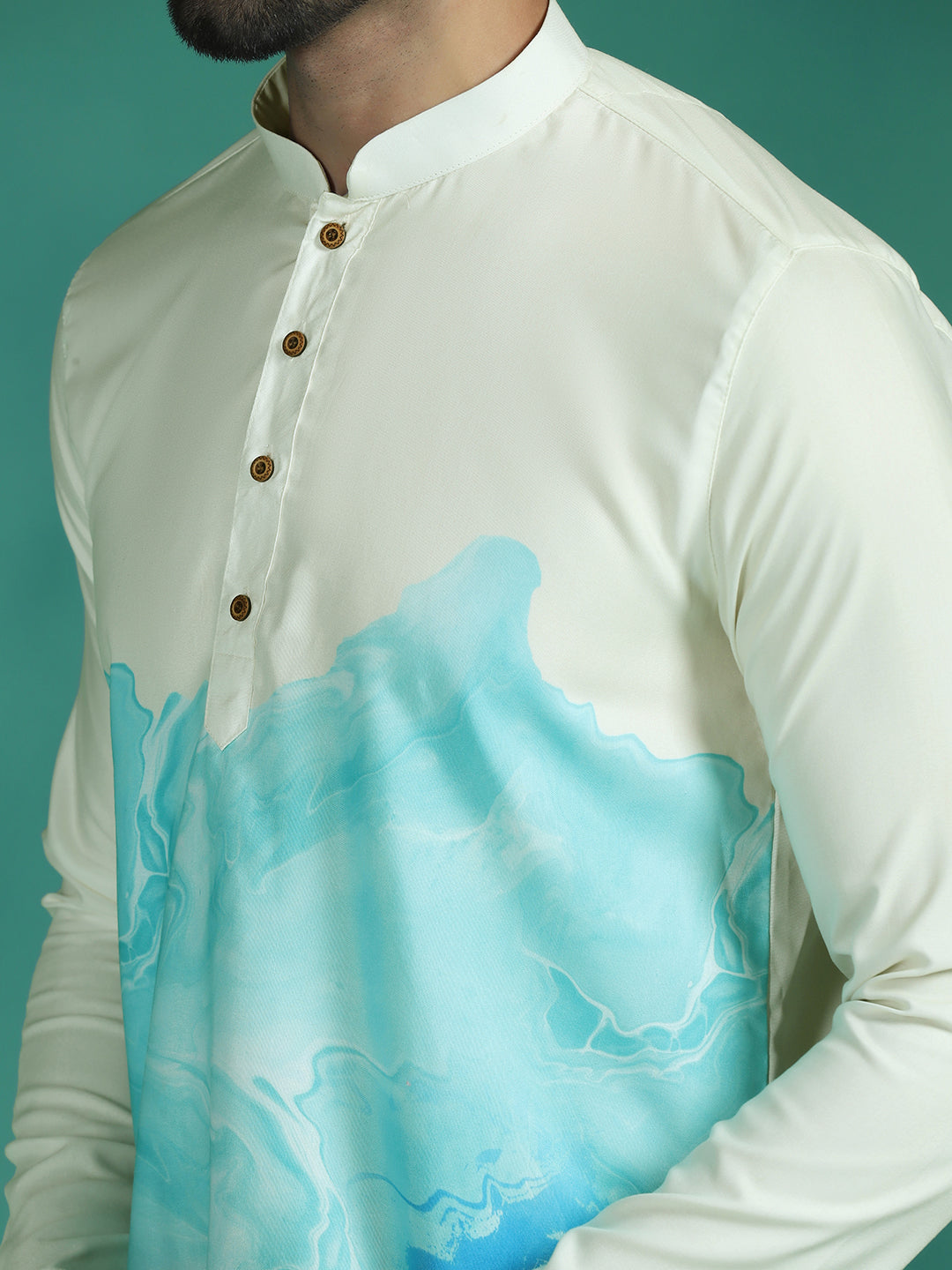 Zavaya Multicolor Ombre Rayon Short Kurta for Men | Grocsy