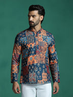 Zavaya Multicolor Floral Rayon Short Kurta for Men | Grocsy