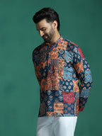 Zavaya Multicolor Floral Rayon Short Kurta for Men | Grocsy