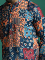 Zavaya Multicolor Floral Rayon Short Kurta for Men | Grocsy